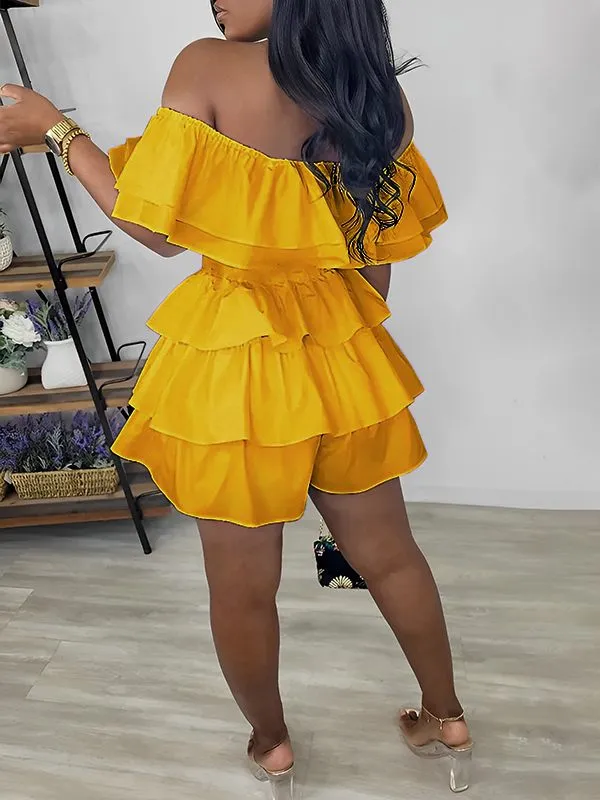 Gorgeousladie Off-Shoulder Ruffle Romper