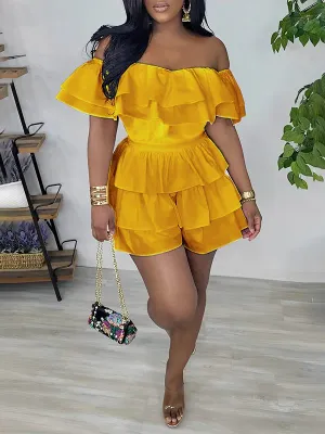 Gorgeousladie Off-Shoulder Ruffle Romper
