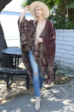 GRADIANT LEOPARD PRINT WARMER OPEN FRONT KIMONO