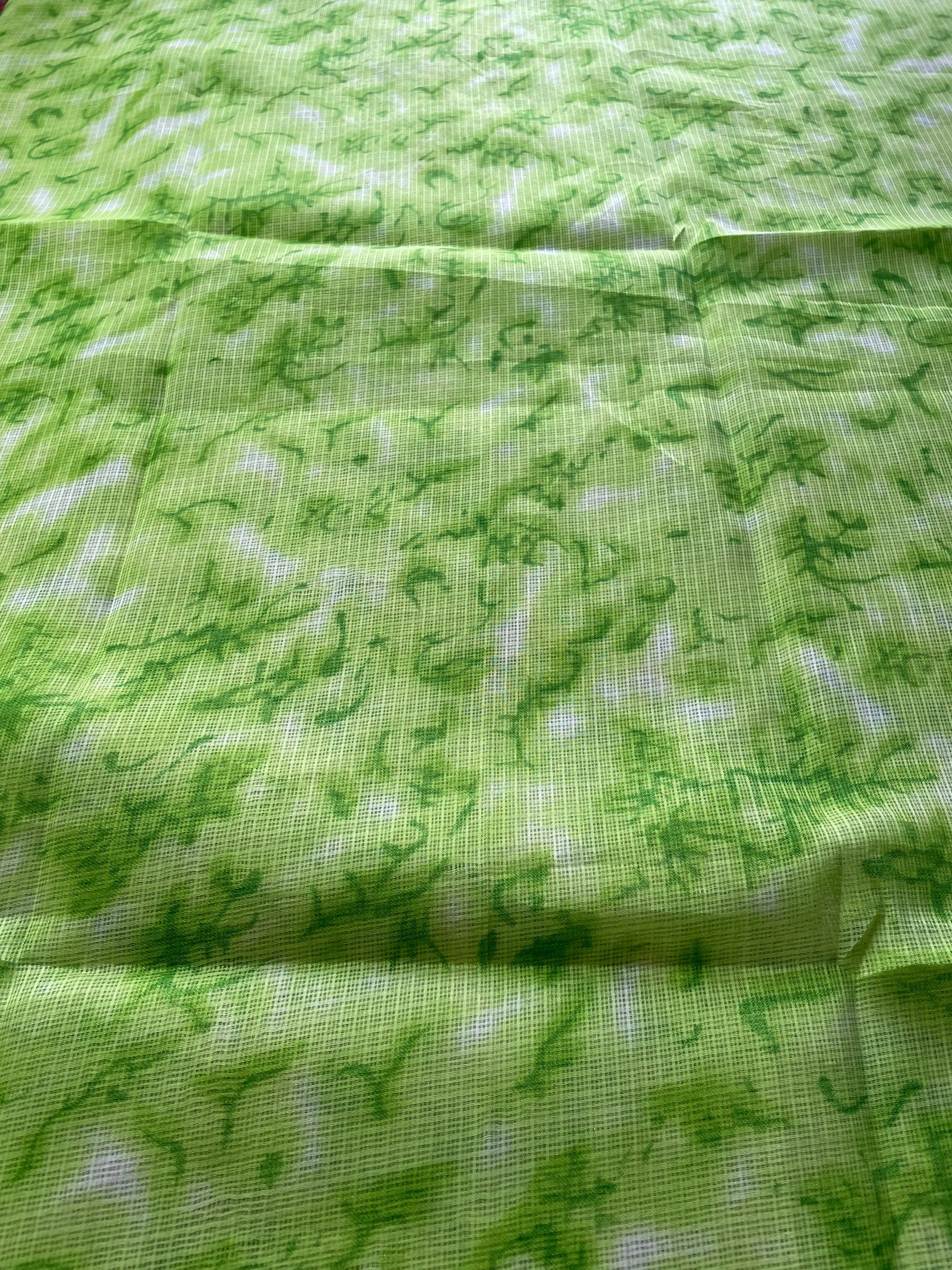 Green Gota Patti Kurti In Kota Doria