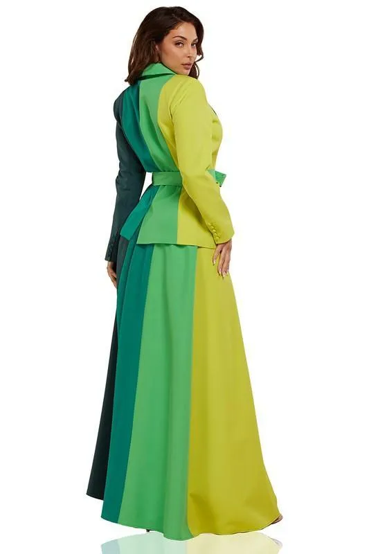 Green Gradation Color Block Two Piece Set