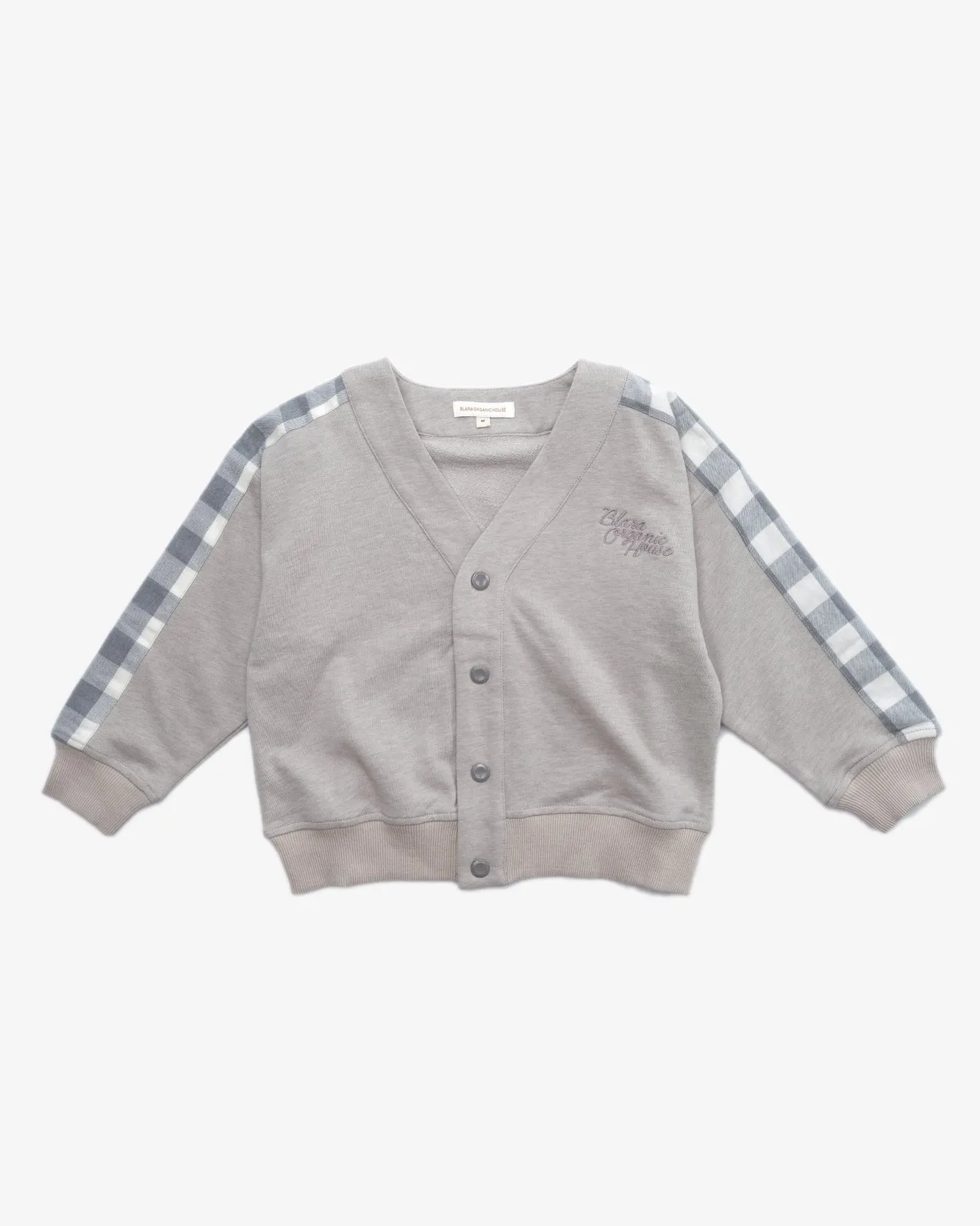 Grey and White Plaid Cardigan