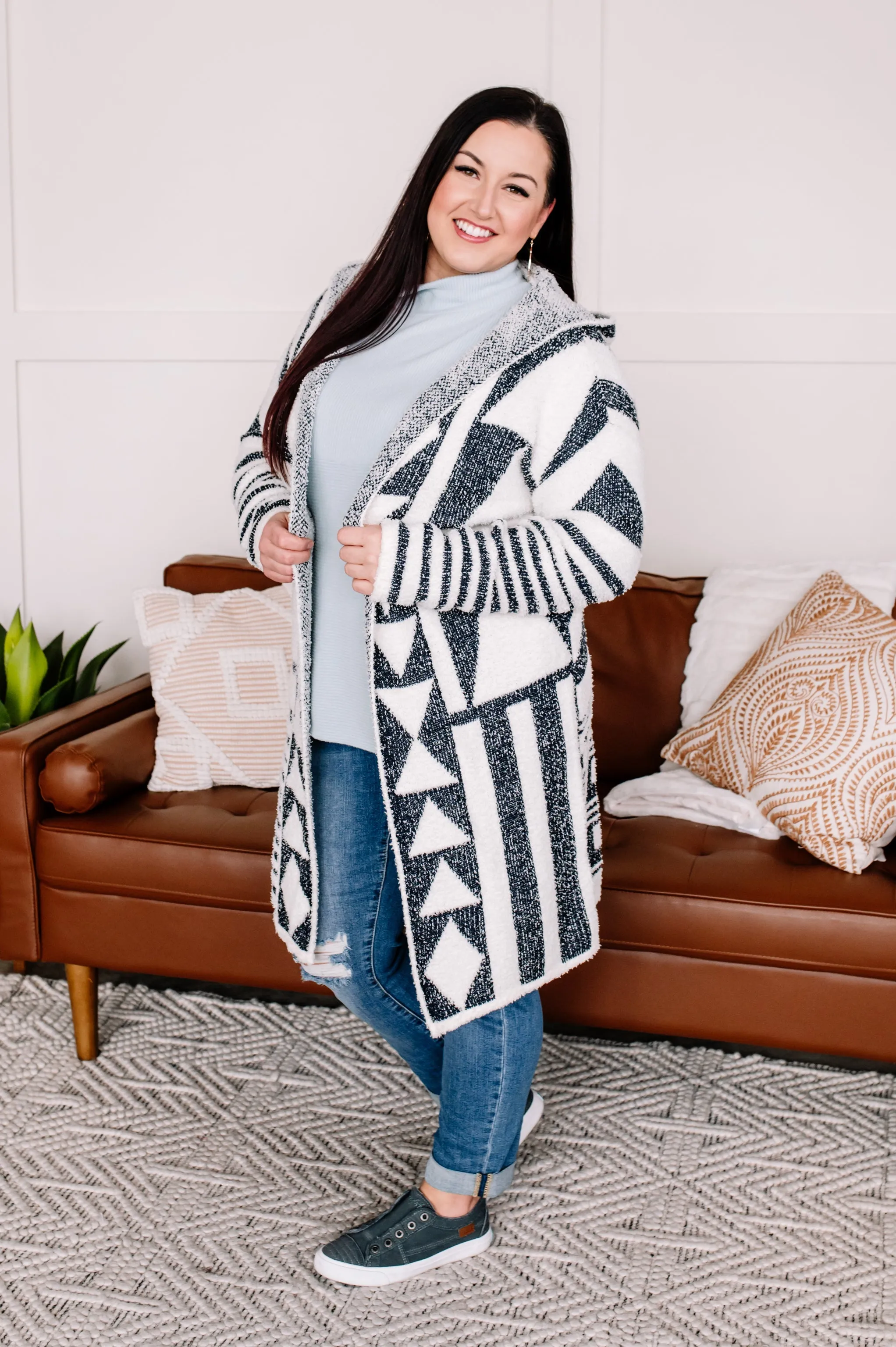 Half Way To Alright Navy & Cream Aztec Cardigan