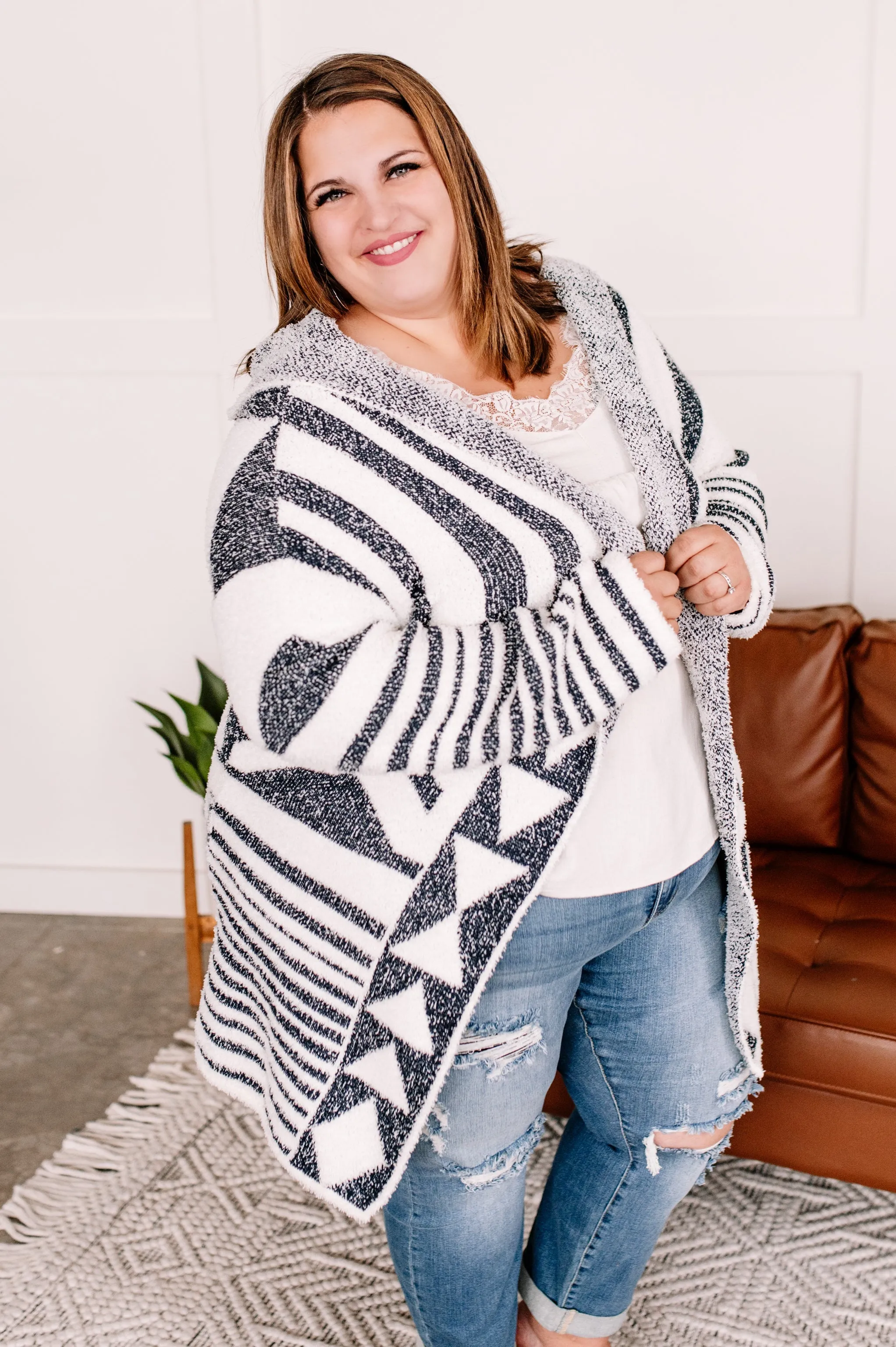 Half Way To Alright Navy & Cream Aztec Cardigan