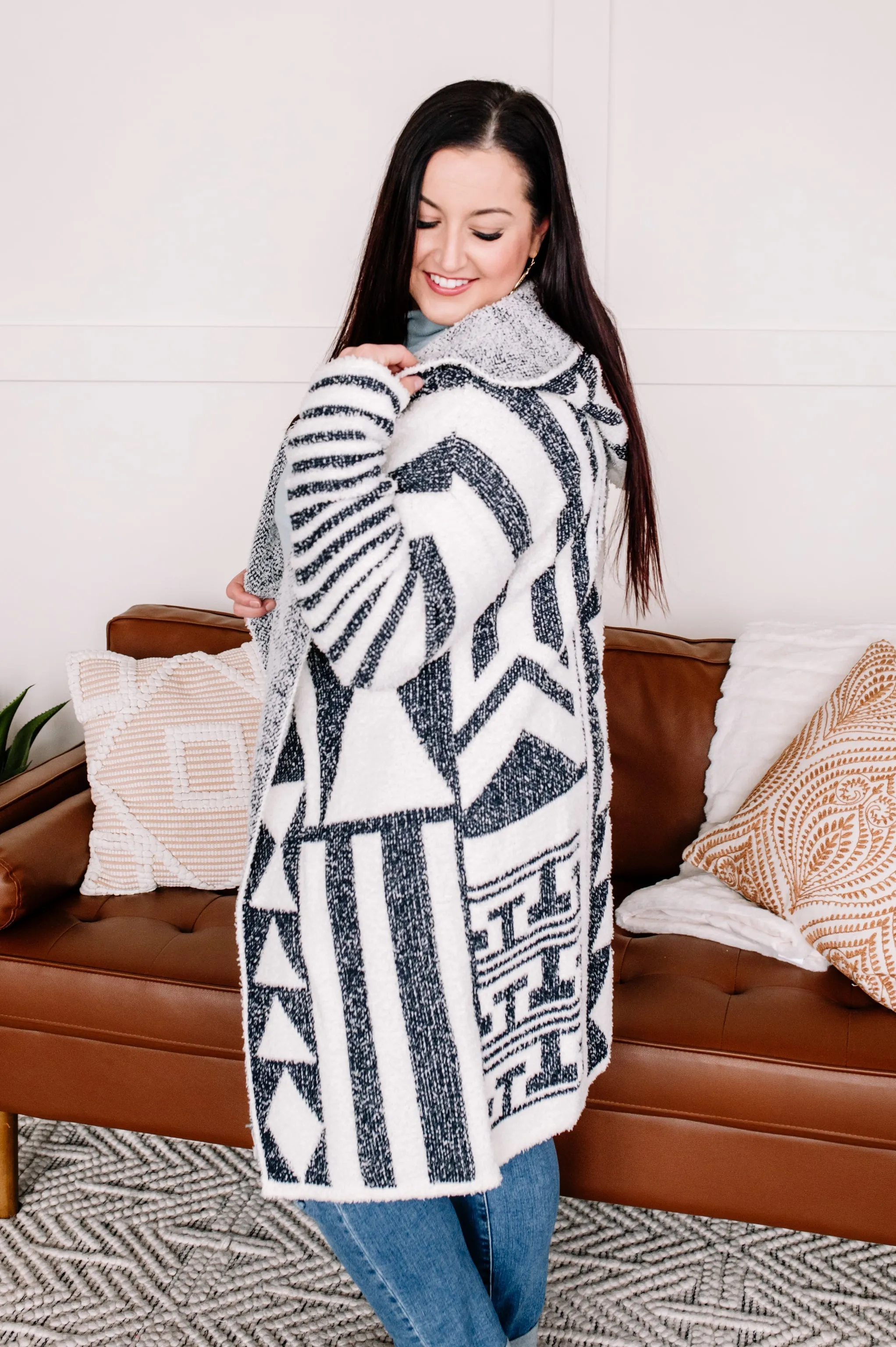 Half Way To Alright Navy & Cream Aztec Cardigan