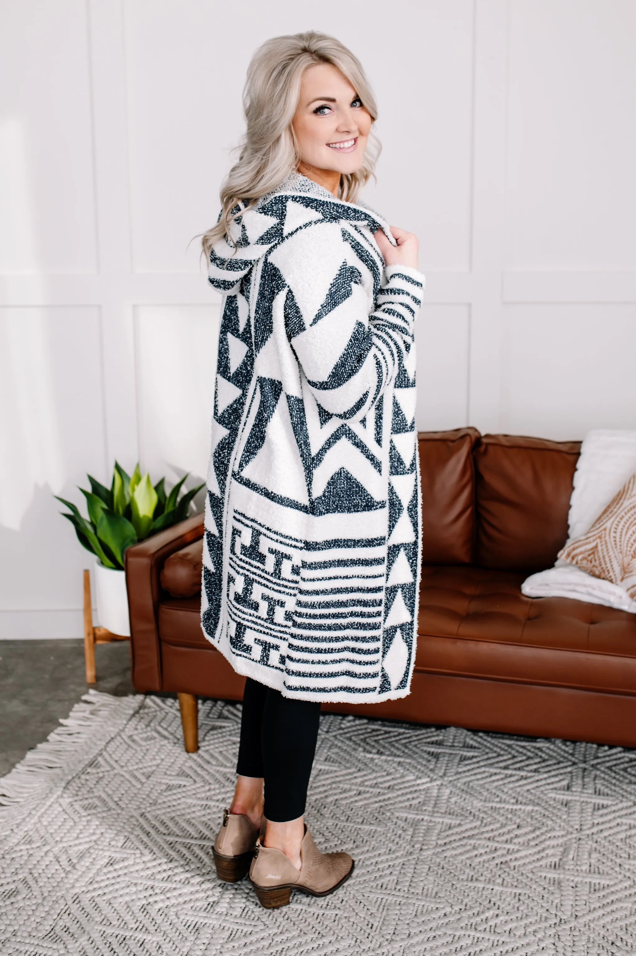 Half Way To Alright Navy & Cream Aztec Cardigan