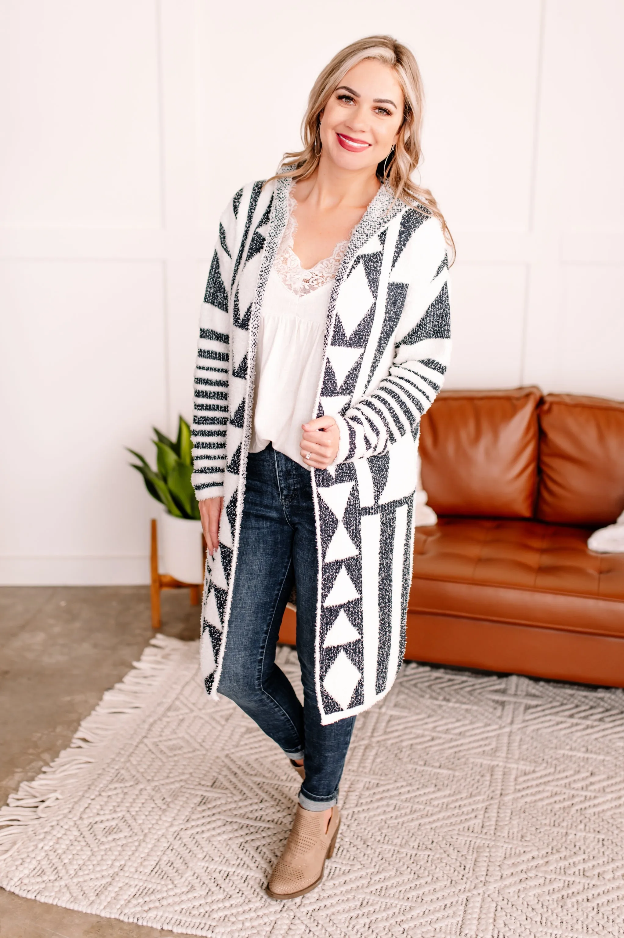 Half Way To Alright Navy & Cream Aztec Cardigan