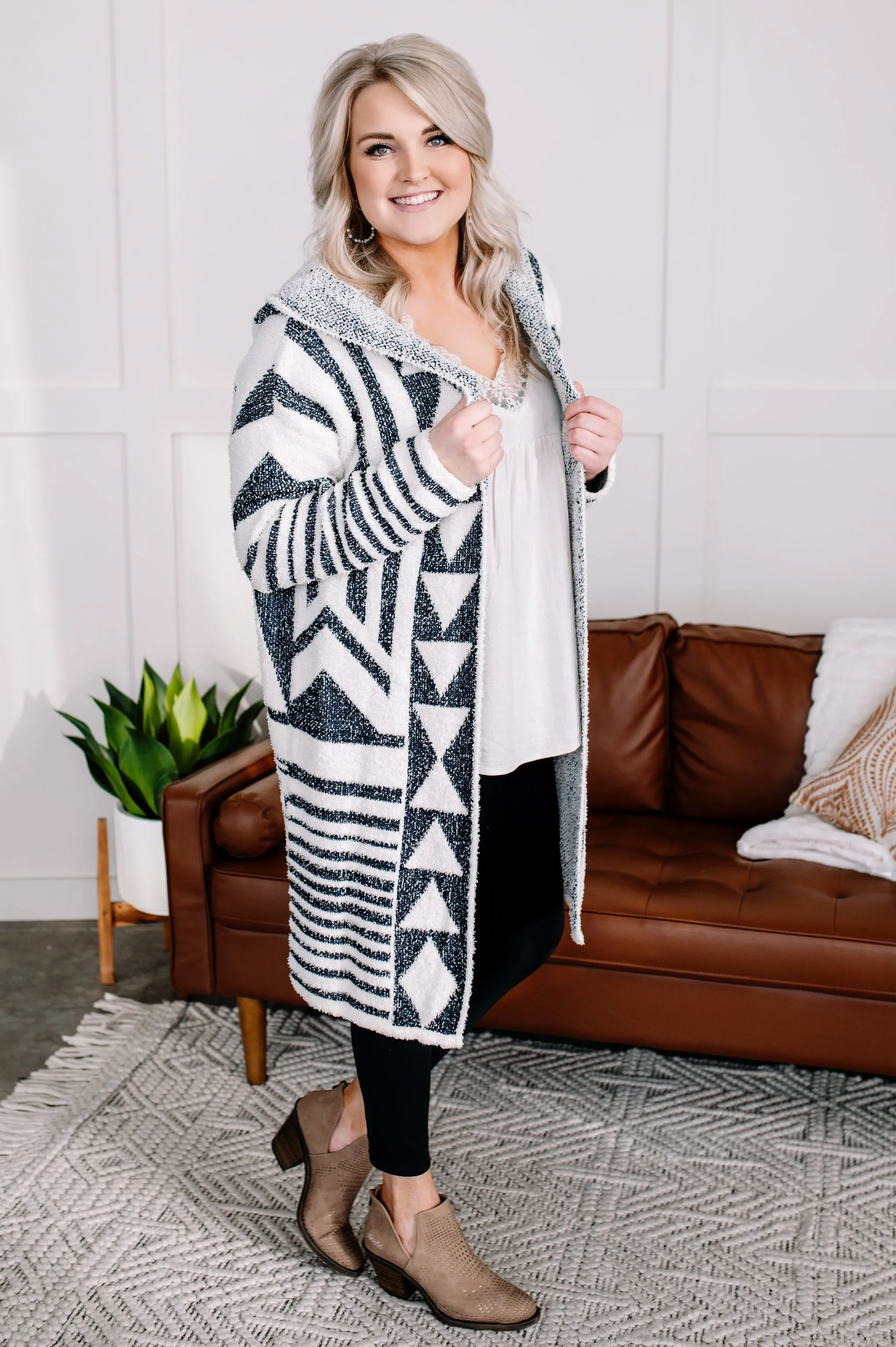 Half Way To Alright Navy & Cream Aztec Cardigan