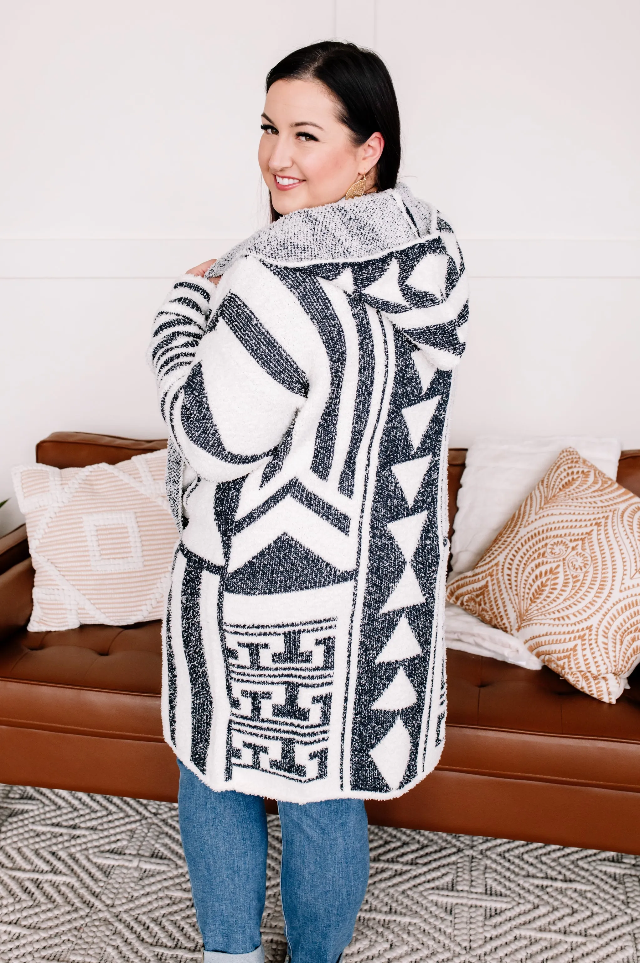 Half Way To Alright Navy & Cream Aztec Cardigan