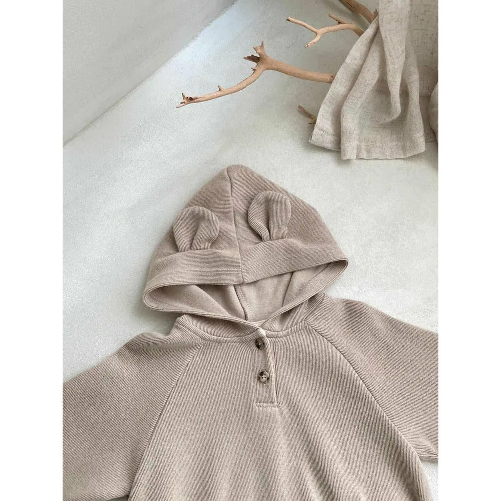 Harley Bear hoodie baby Romper | Mocha