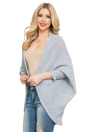 Heather Grey Plus Size Dolman Sleeve Open Front Cardigan  - Pack of 6