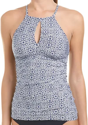 HELEN JON Women's Blue High Neck Tankini Nontauk Swim Top #HJ11 Large NWT