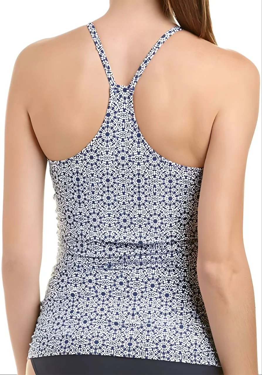 HELEN JON Women's Blue High Neck Tankini Nontauk Swim Top #HJ11 Large NWT