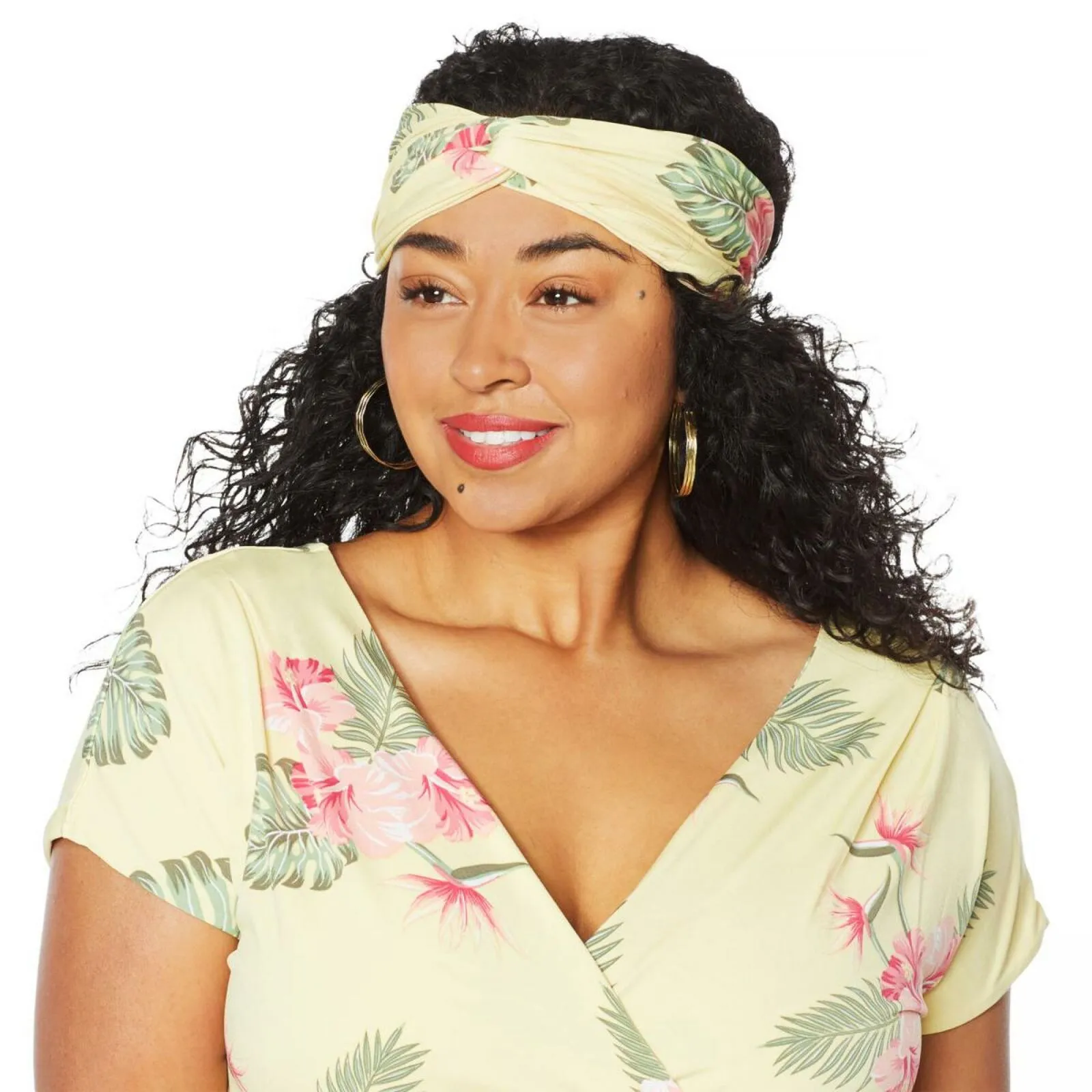 IMAN Women's Boho Chic Maxi Dress with Head Wrap Yellow Floral Petite XL