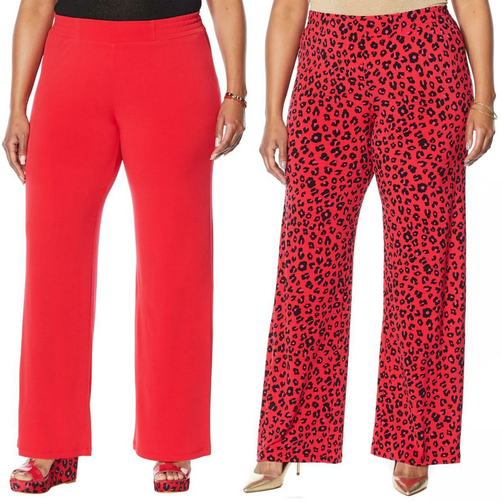 IMAN Women's Plus Size 2 Pack Global Chic Luxury Resort Palazzo Pants