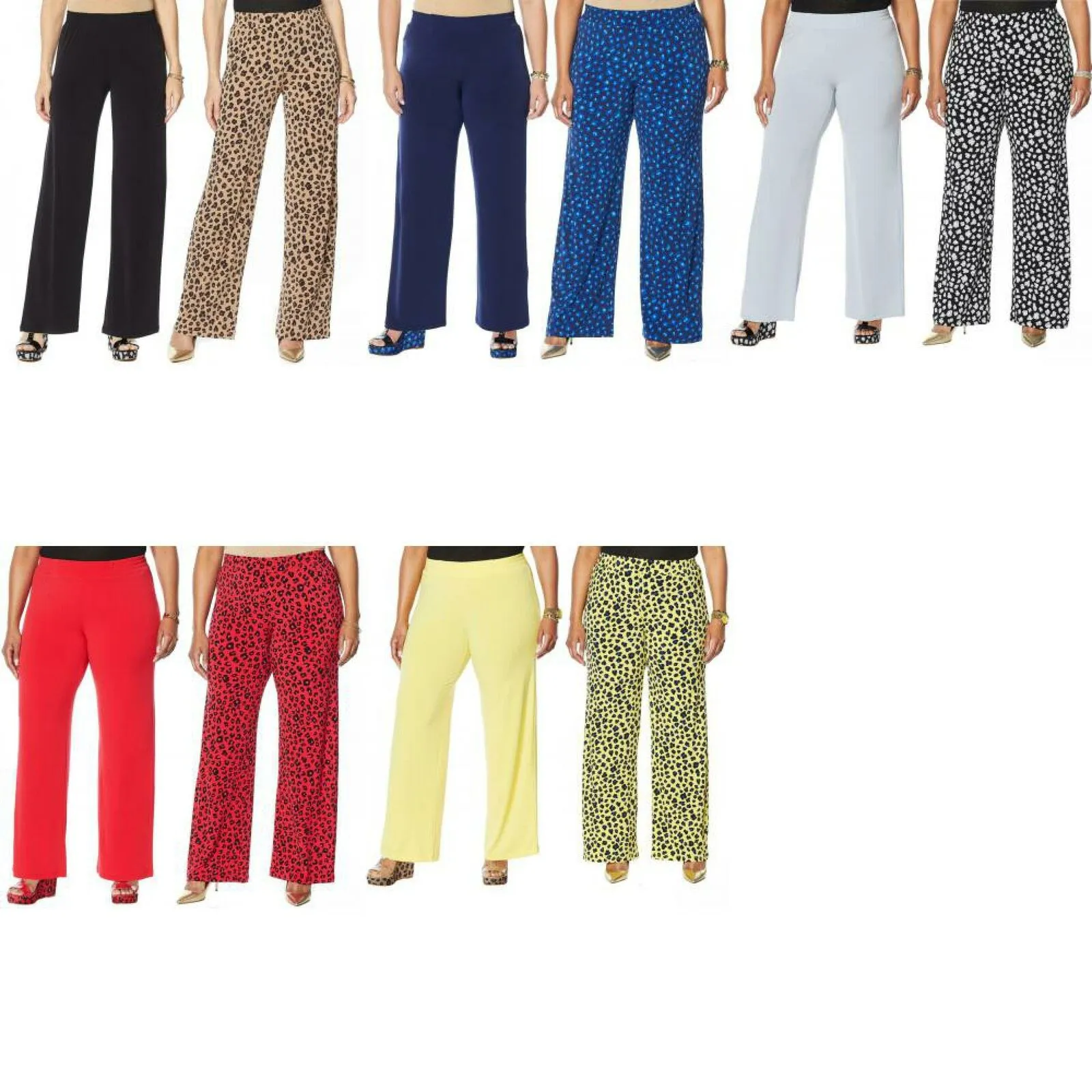 IMAN Women's Plus Size 2 Pack Global Chic Luxury Resort Palazzo Pants