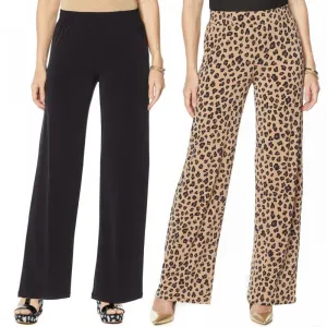 IMAN Women's Plus Size 2 Pack Global Chic Luxury Resort Palazzo Pants