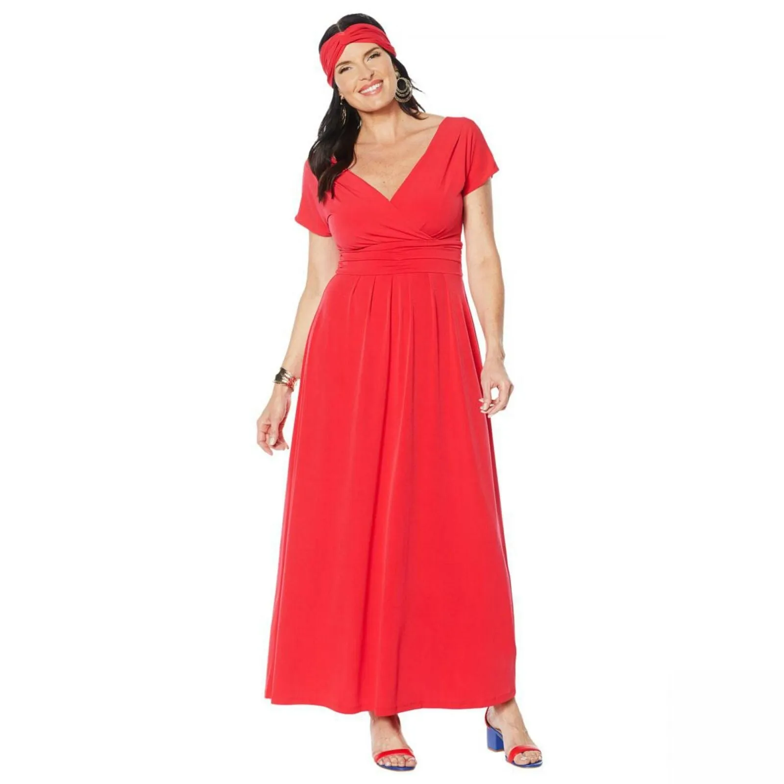 IMAN Women's Tall Boho Chic Maxi Dress With Head Wrap