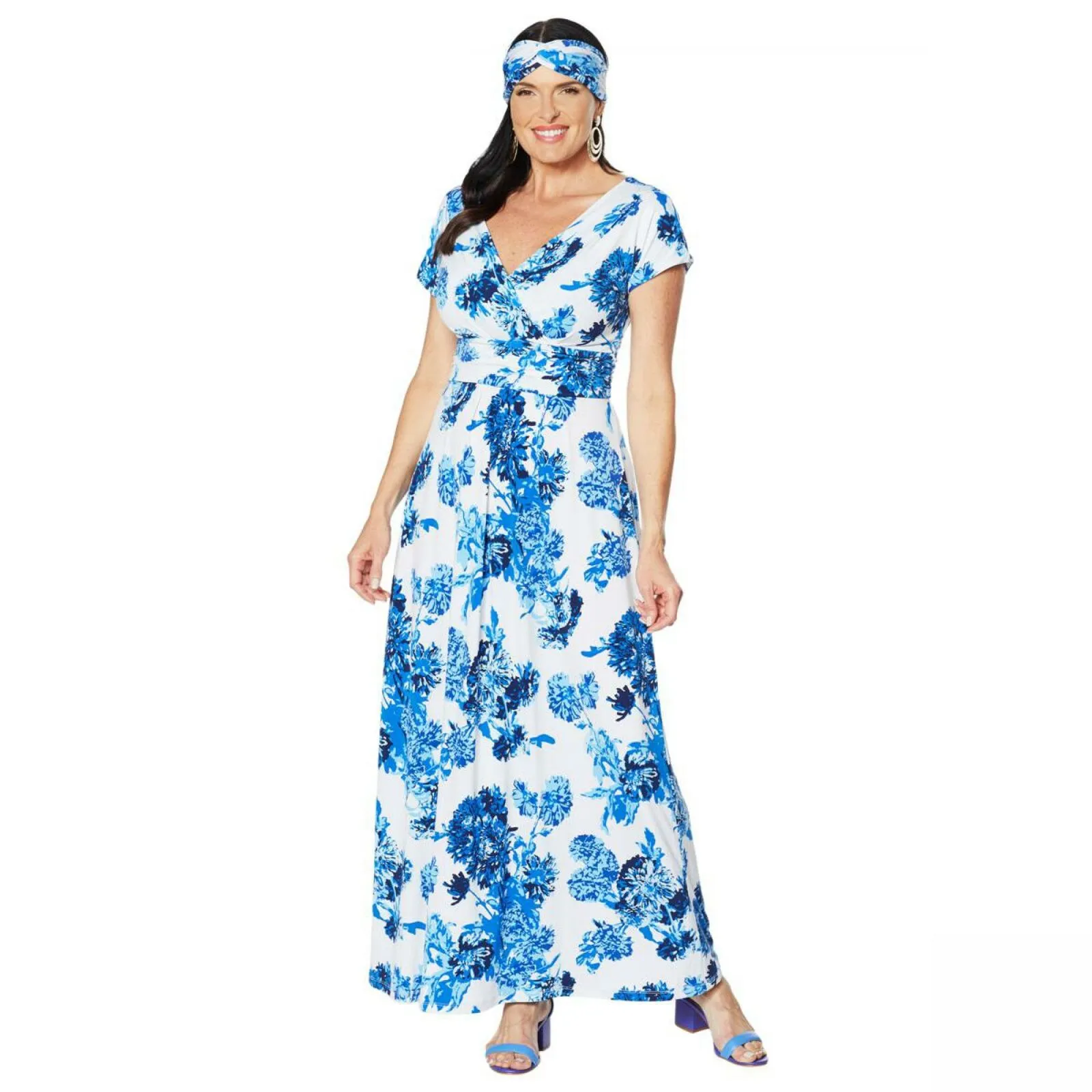 IMAN Women's Tall Boho Chic Maxi Dress With Head Wrap
