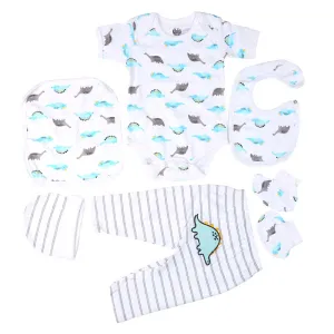 Infant Boys Set 6Pc Dino - B.White | Bachaa Party Baby Clothes Rompers
