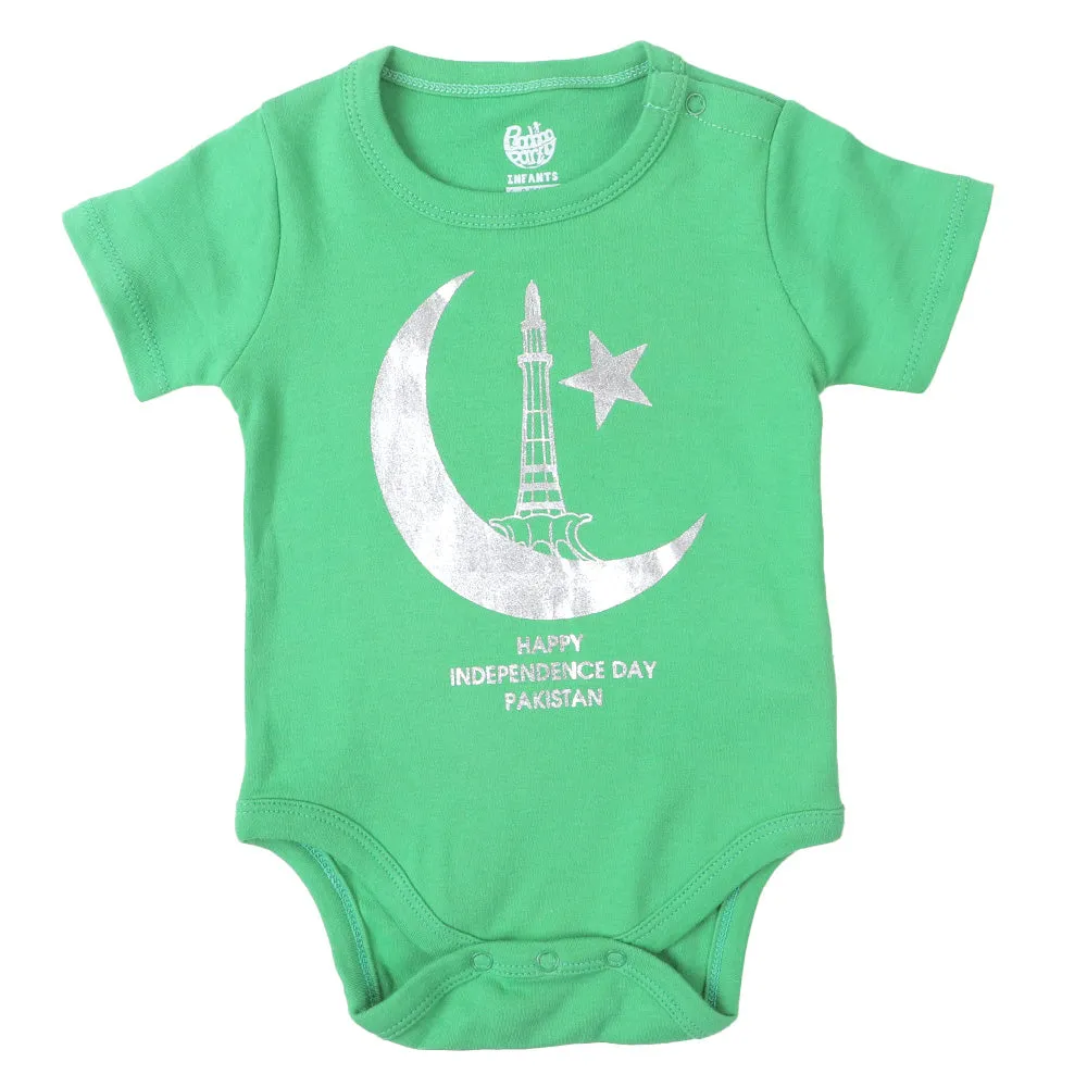 Infants Boys Basic Romper Moon Star - Fern Green | Bachaa Party Baby Clothes Rompers