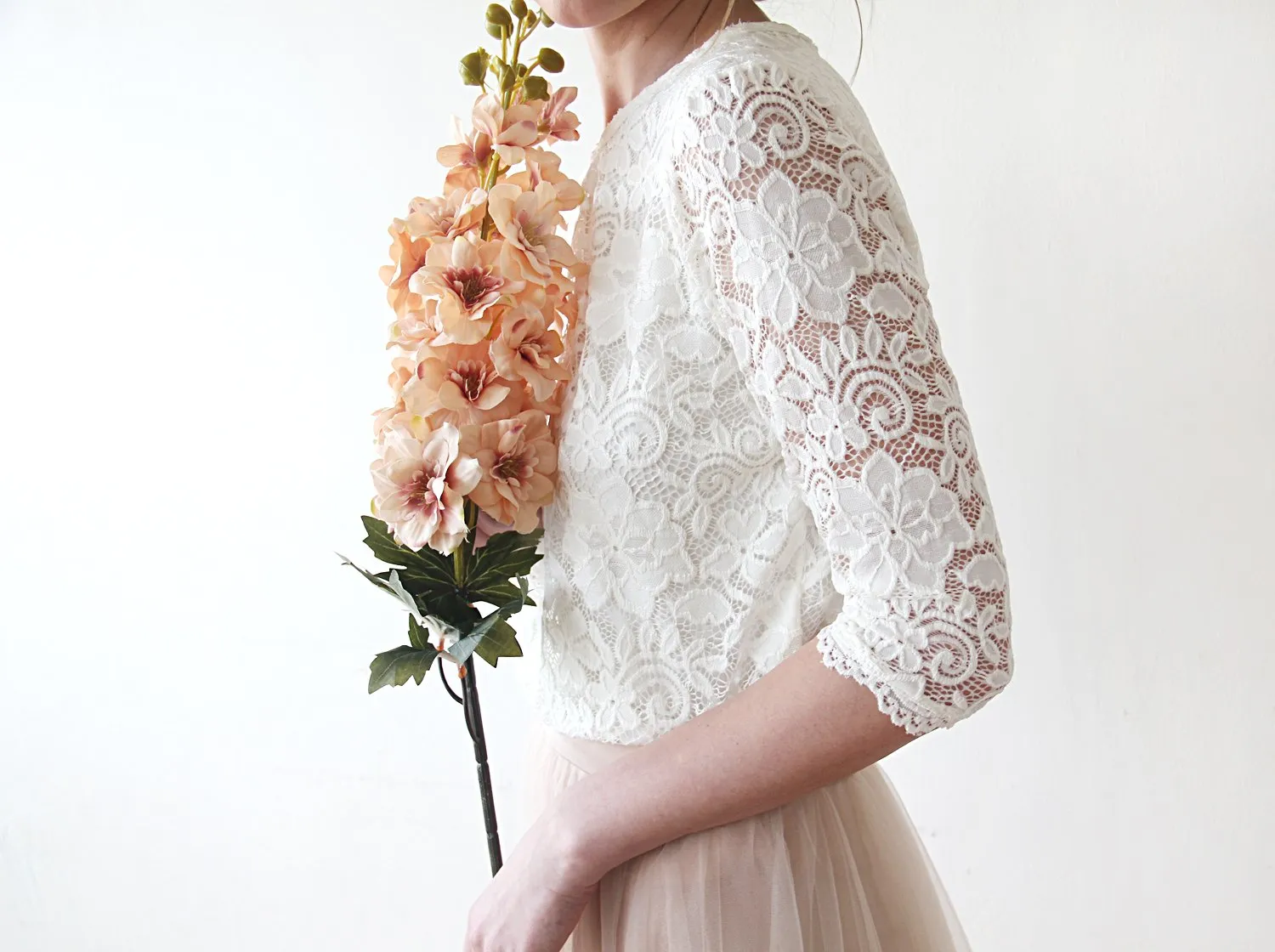 Ivory Modest lace top #2051