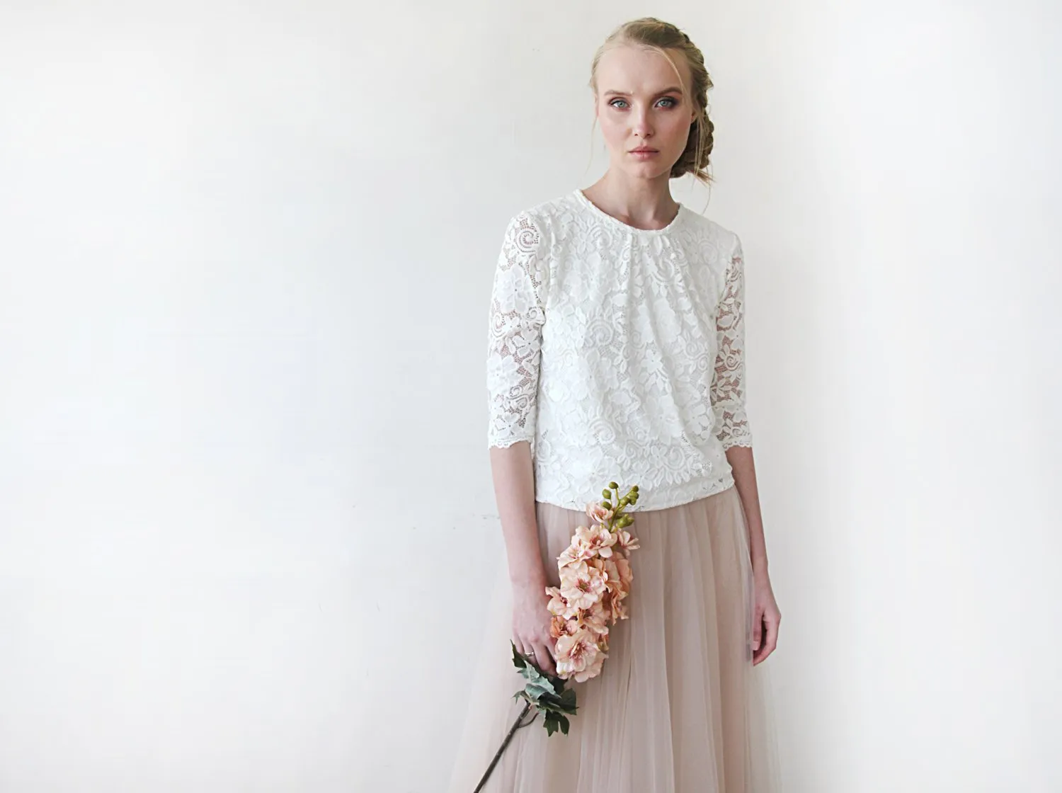 Ivory Modest lace top #2051