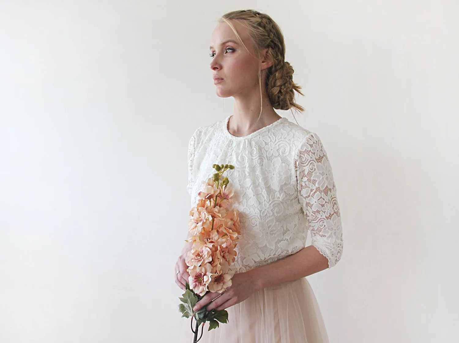 Ivory Modest lace top #2051