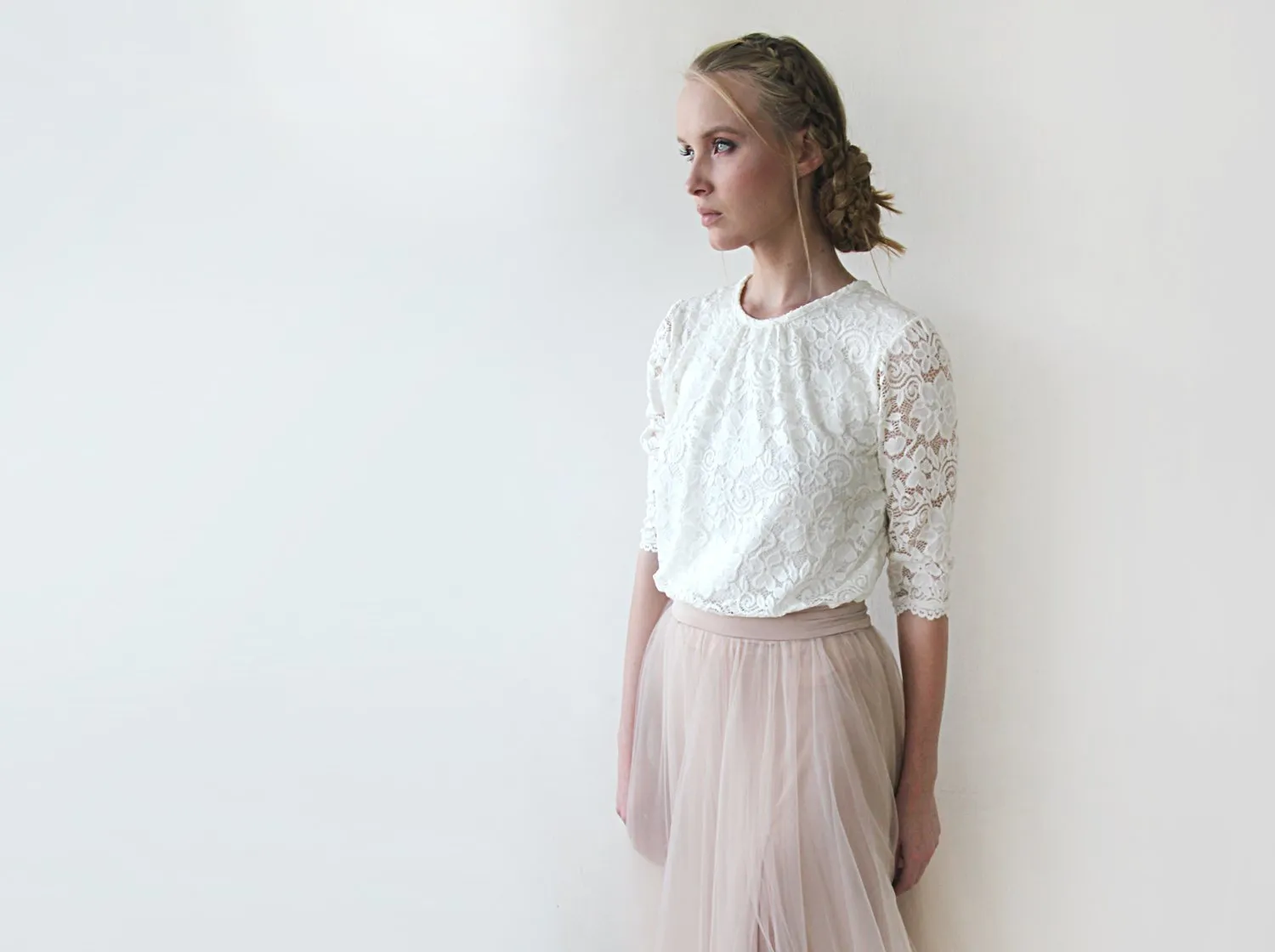 Ivory Modest lace top #2051