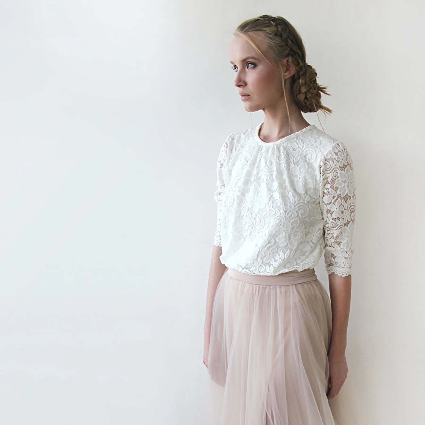 Ivory Modest lace top #2051