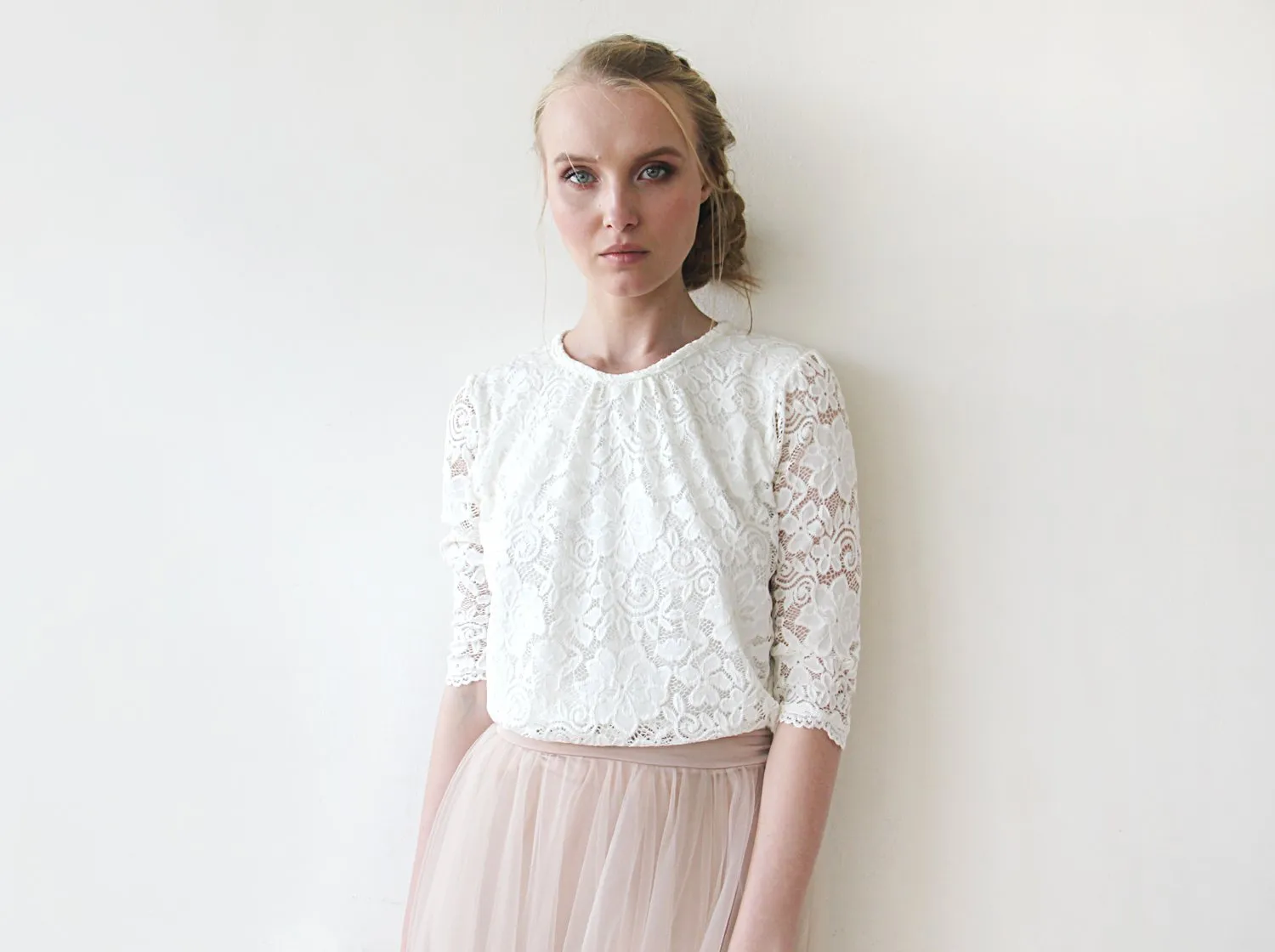 Ivory Modest lace top #2051
