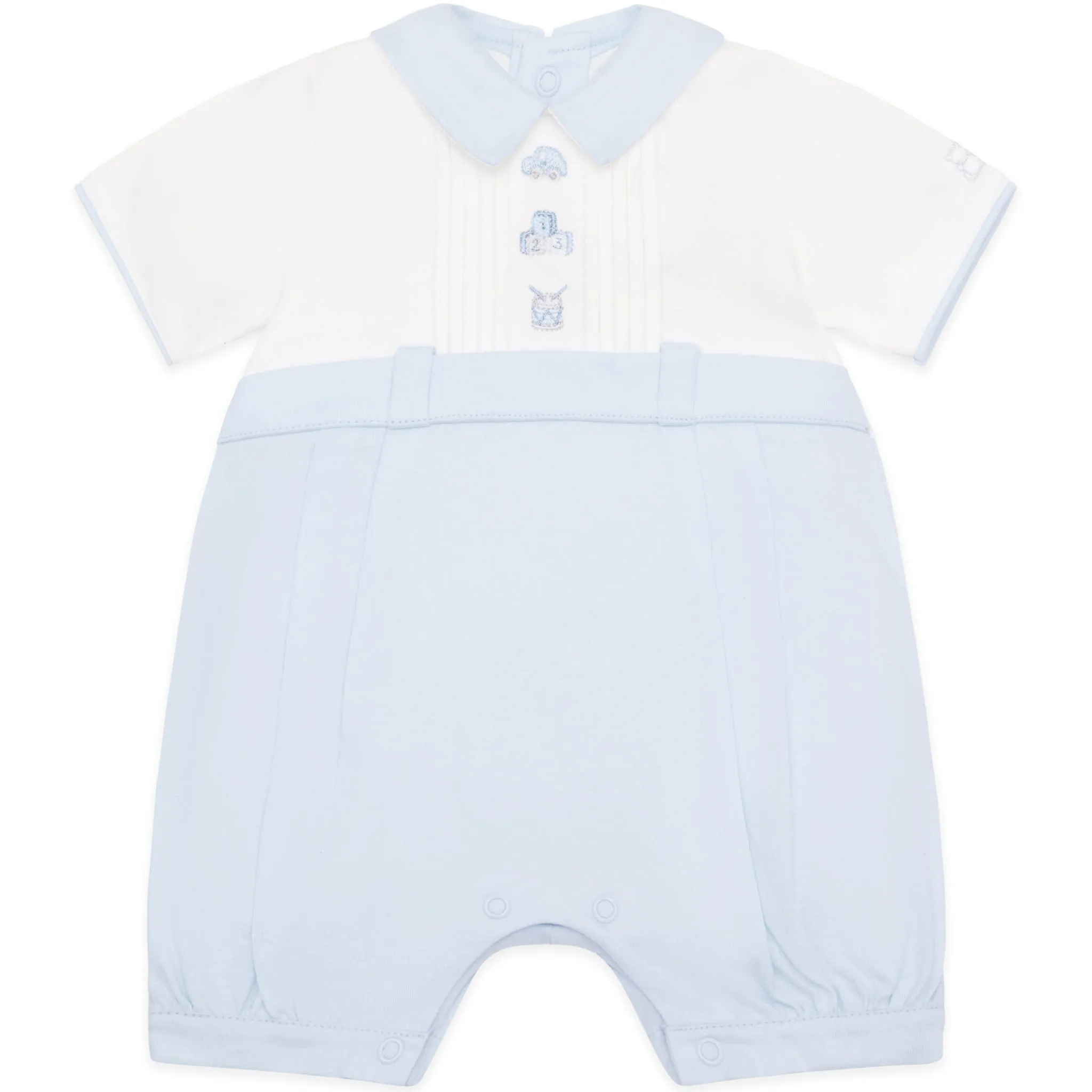 Jarvis Blue Boys Toy Embroidery Romper