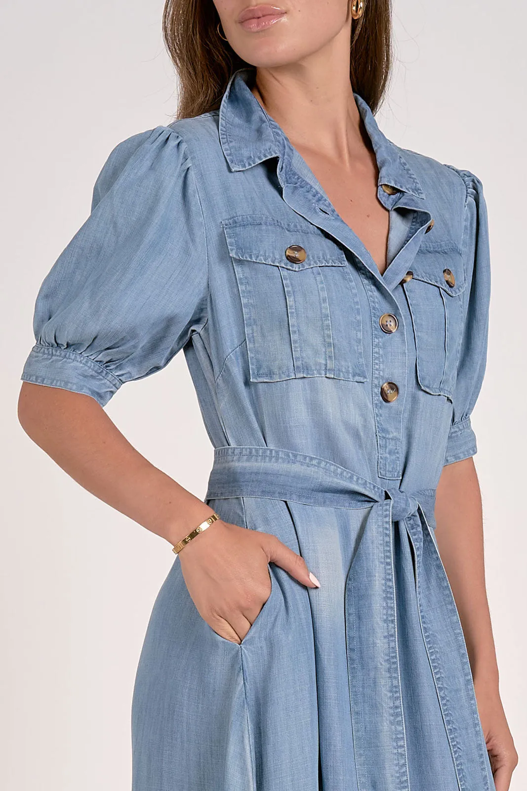Jasmine Denim Button Front Maxi Dress