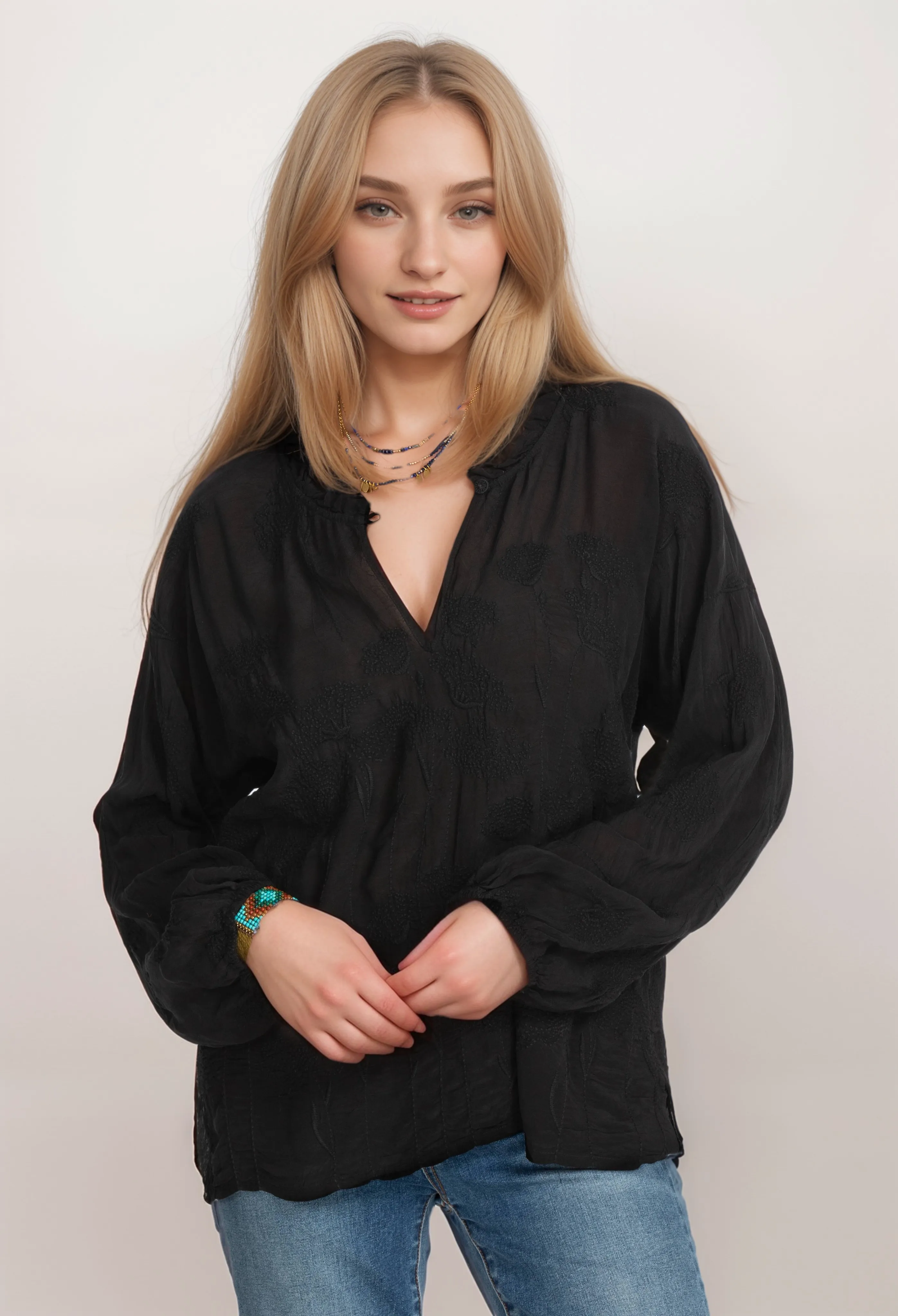 Johnny Was Daisy Arianda Bishop Sleeves Blouse Plus Size C18222 Boho Chic
