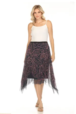 Johnny Was Jade Blue Lulu Sereina Handkerchief Mesh Midi Skirt L77524
