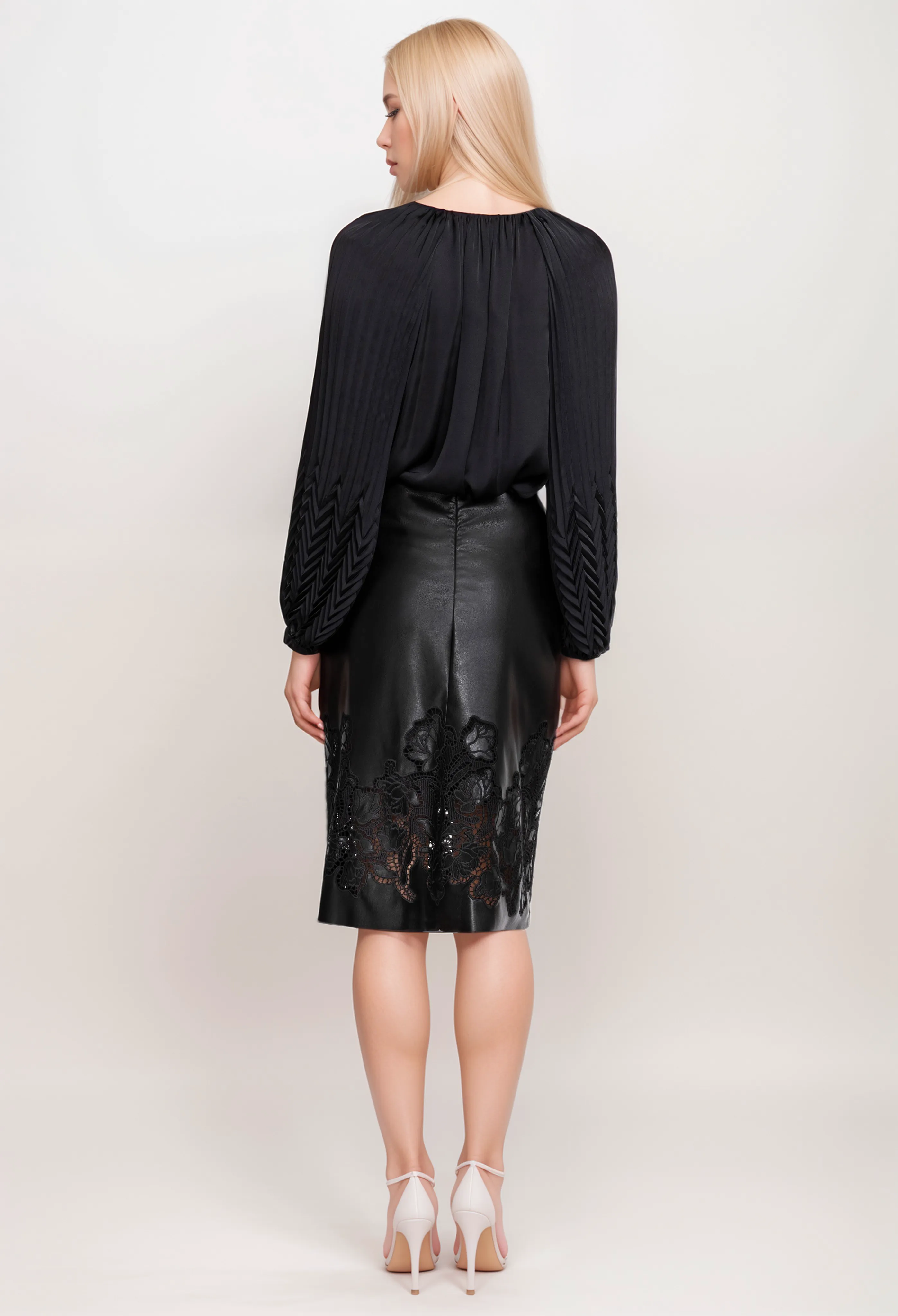 Johnny Was Jade Enid Vegan Leather Midi Skirt L77523-O