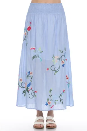 Johnny Was Workshop Blue Smocked Floral Maxi Skirt W71924