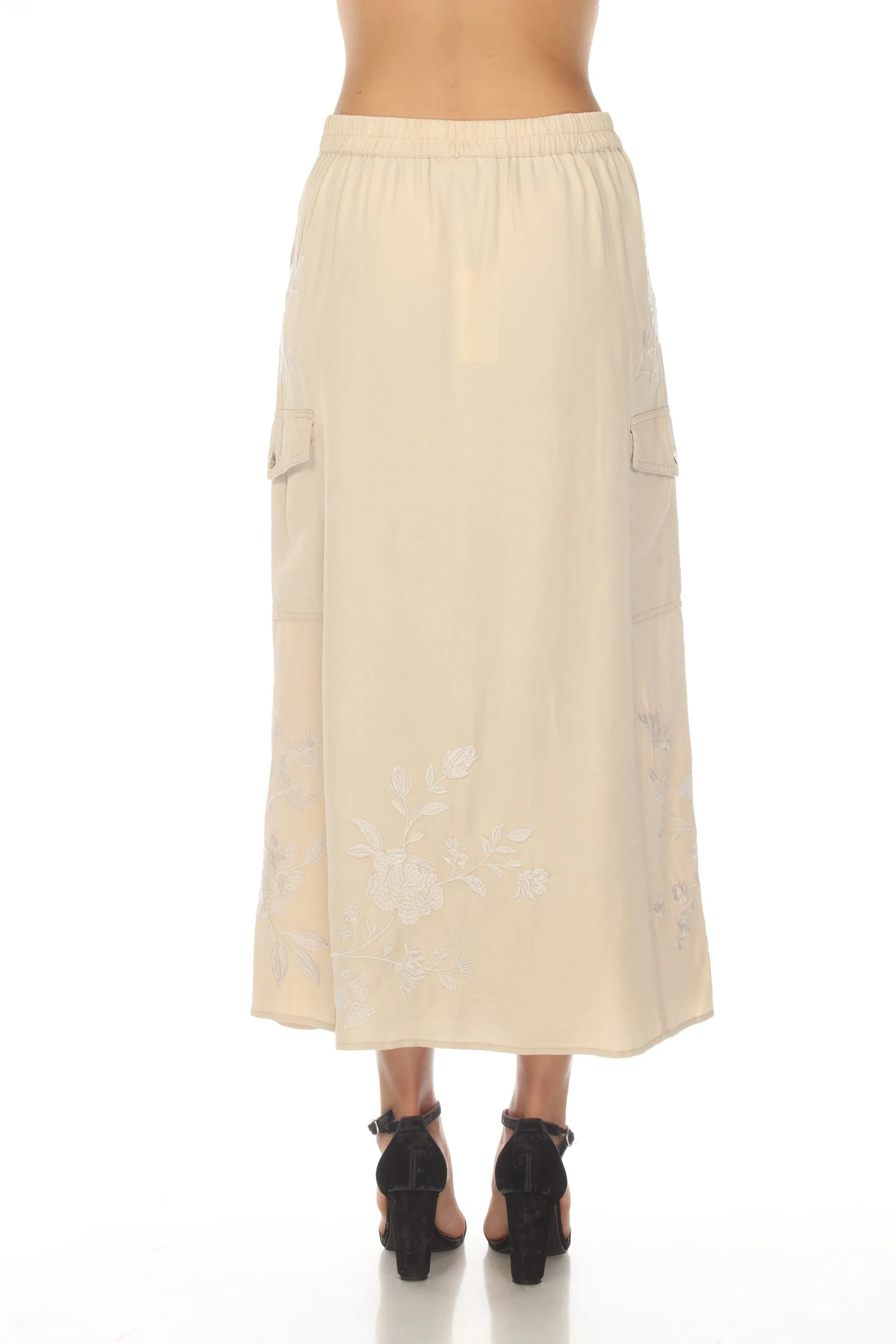 Johnny Was Workshop Sylvie Maxi Cargo Skirt Boho Chic W71523