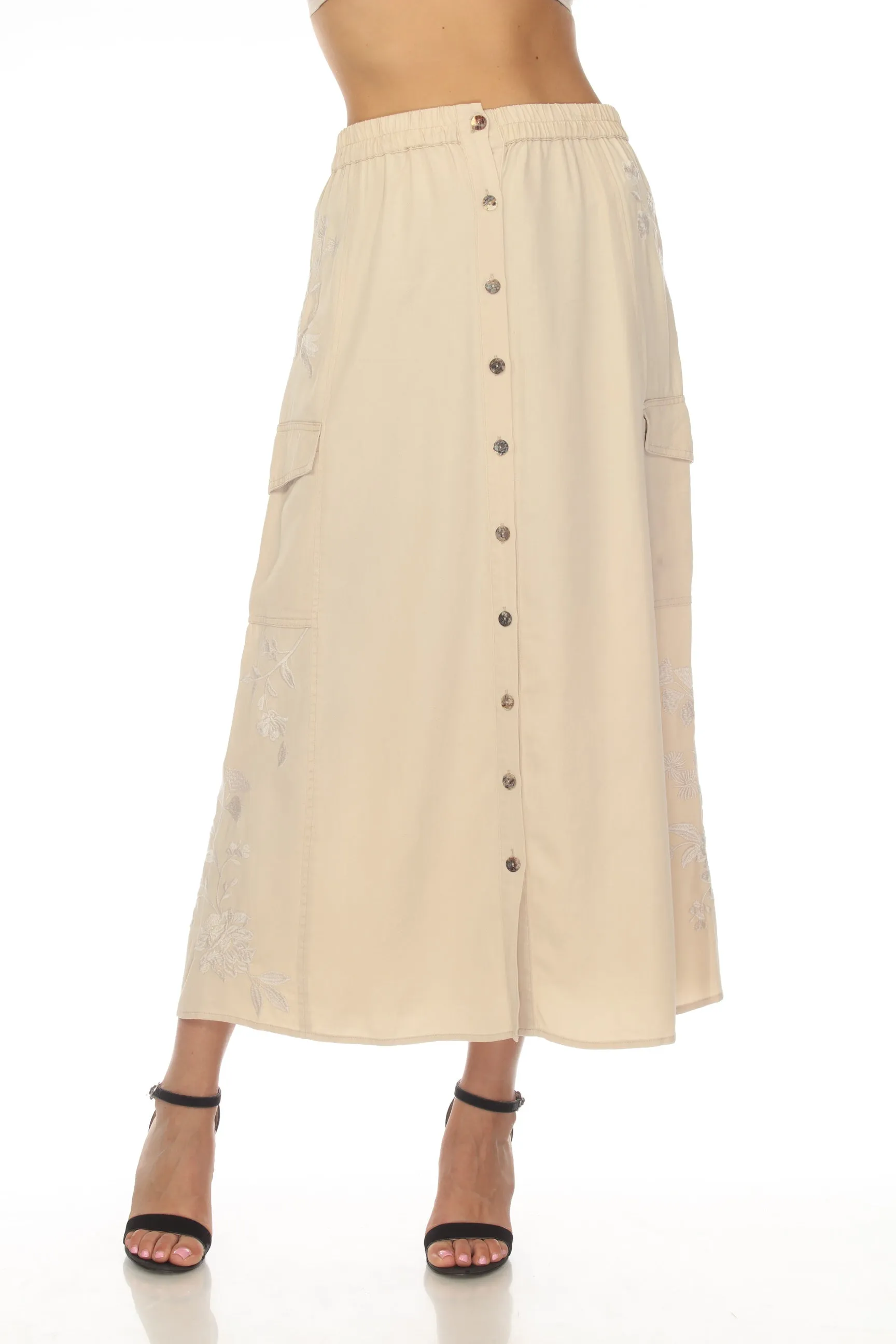 Johnny Was Workshop Sylvie Maxi Cargo Skirt Boho Chic W71523