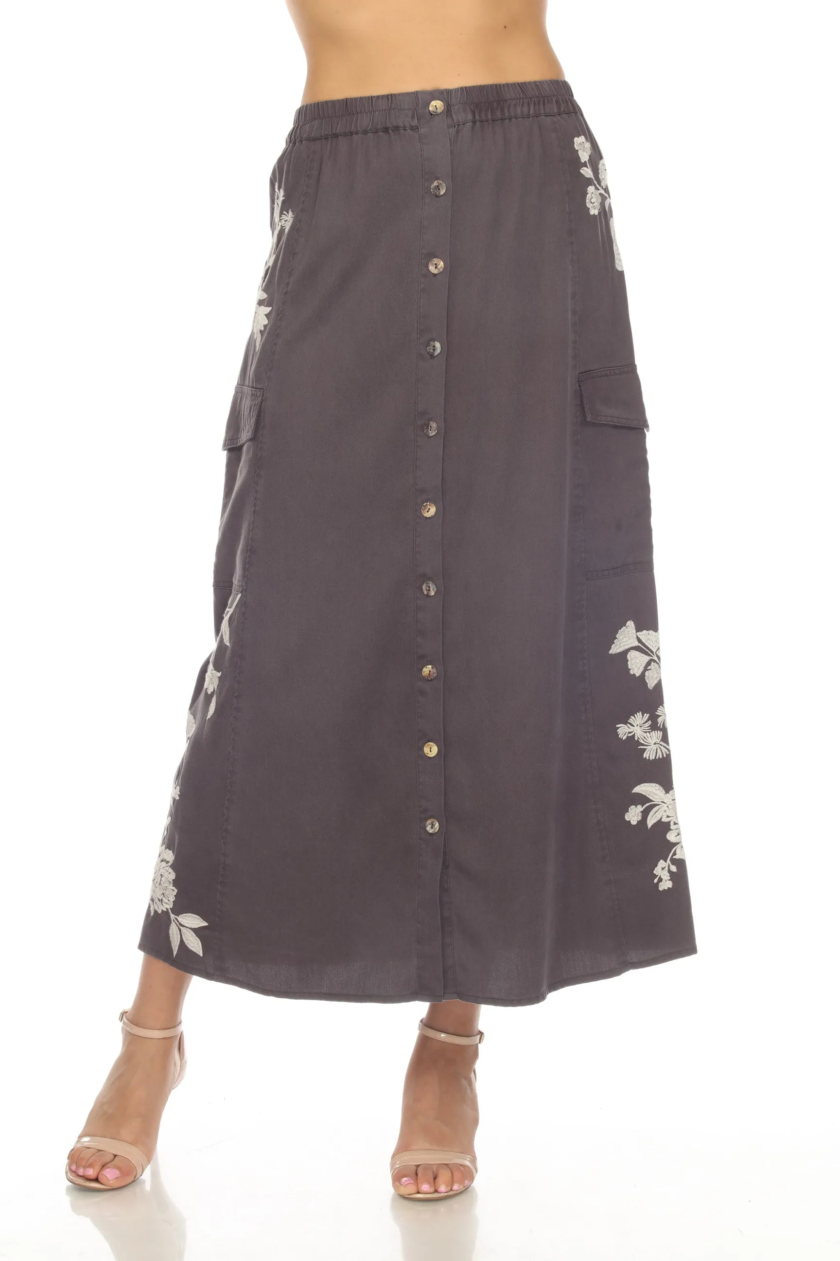 Johnny Was Workshop Sylvie Maxi Cargo Skirt Boho Chic W71523