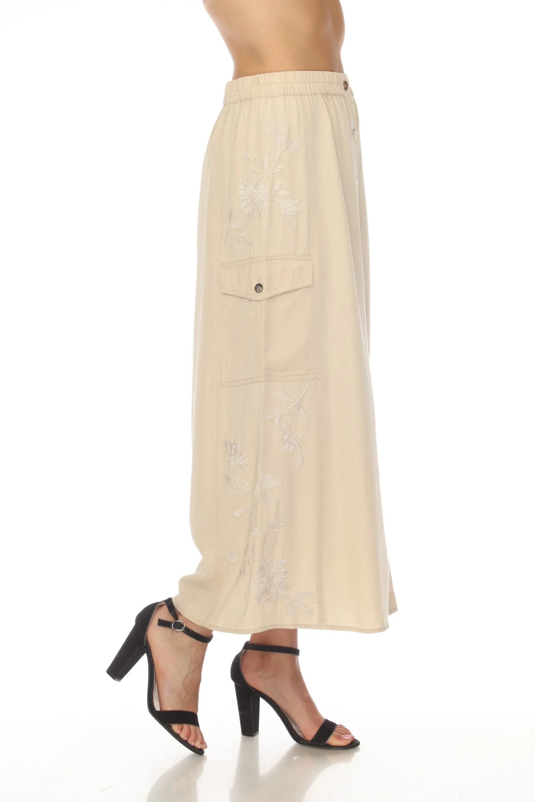 Johnny Was Workshop Sylvie Maxi Cargo Skirt Boho Chic W71523