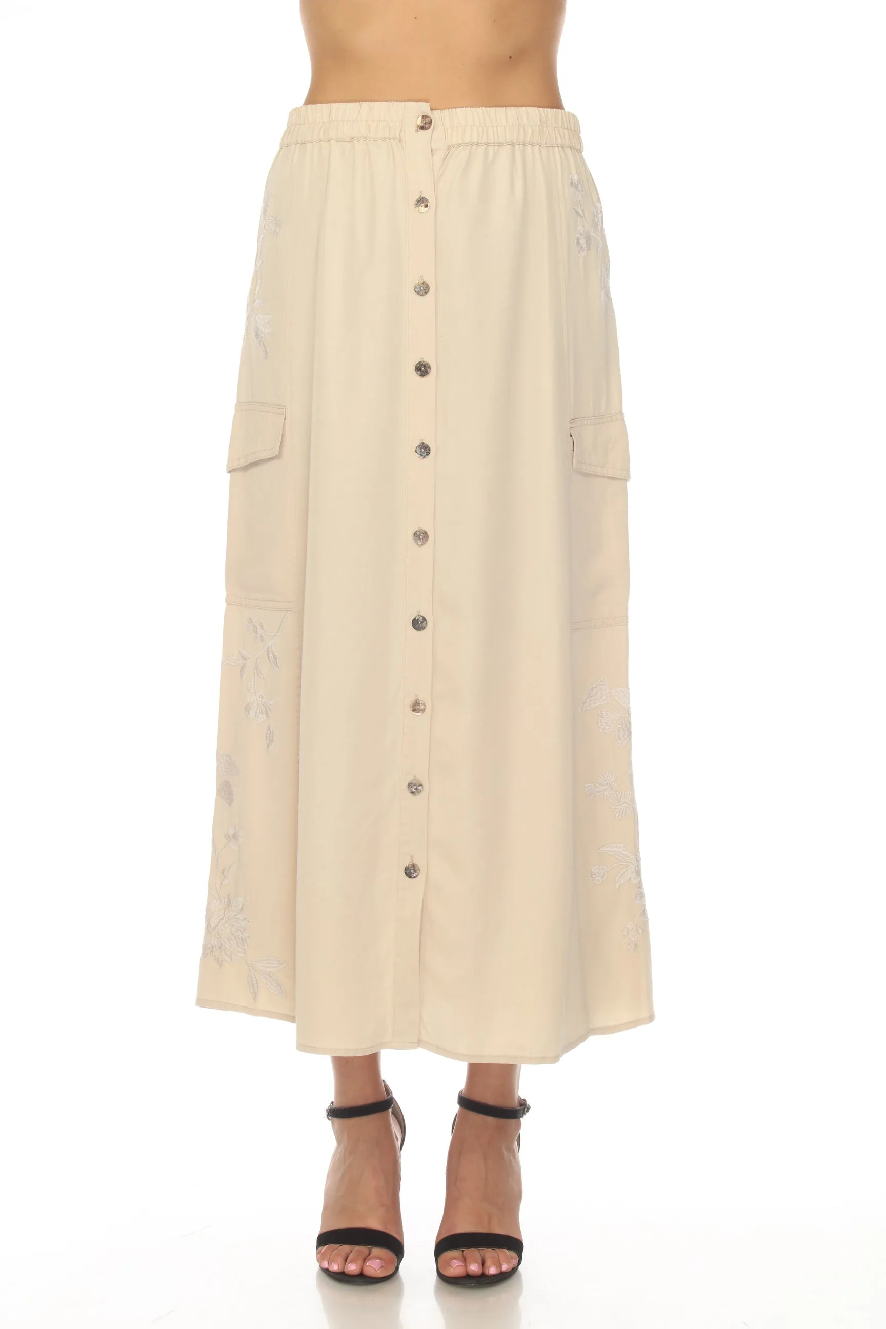 Johnny Was Workshop Sylvie Maxi Cargo Skirt Boho Chic W71523