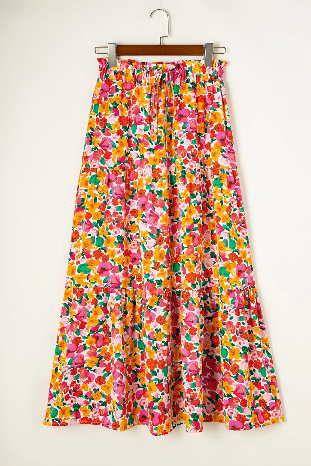 KaleaBoutique Beautiful Boho Floral Print Tiered Long Skirt