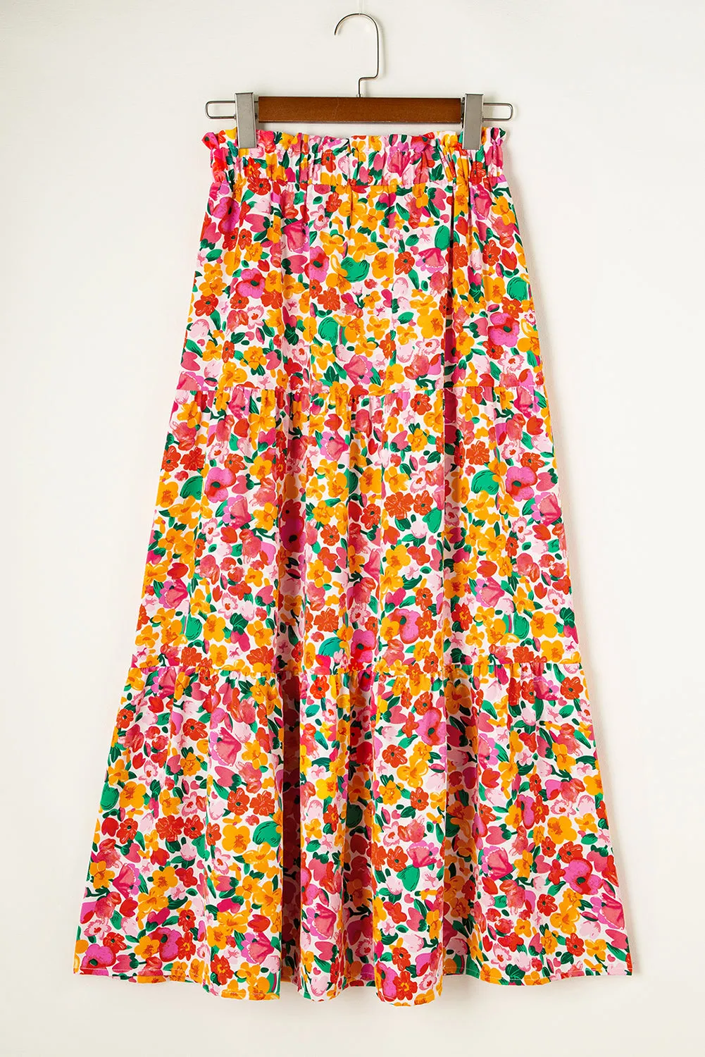 KaleaBoutique Beautiful Boho Floral Print Tiered Long Skirt