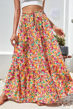 KaleaBoutique Beautiful Boho Floral Print Tiered Long Skirt