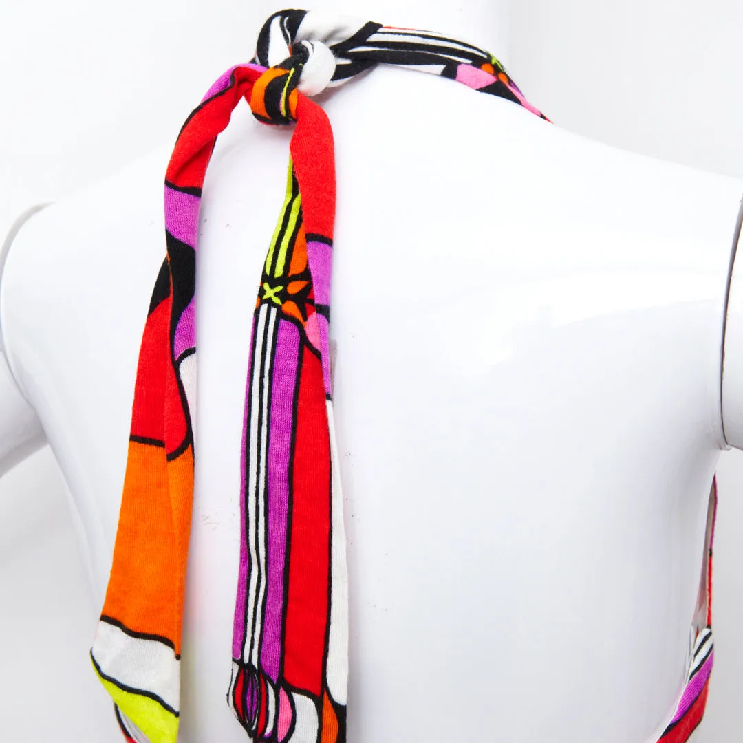 KALEIDOSCOPE ART 70S BRIGHT HALTER DRESS