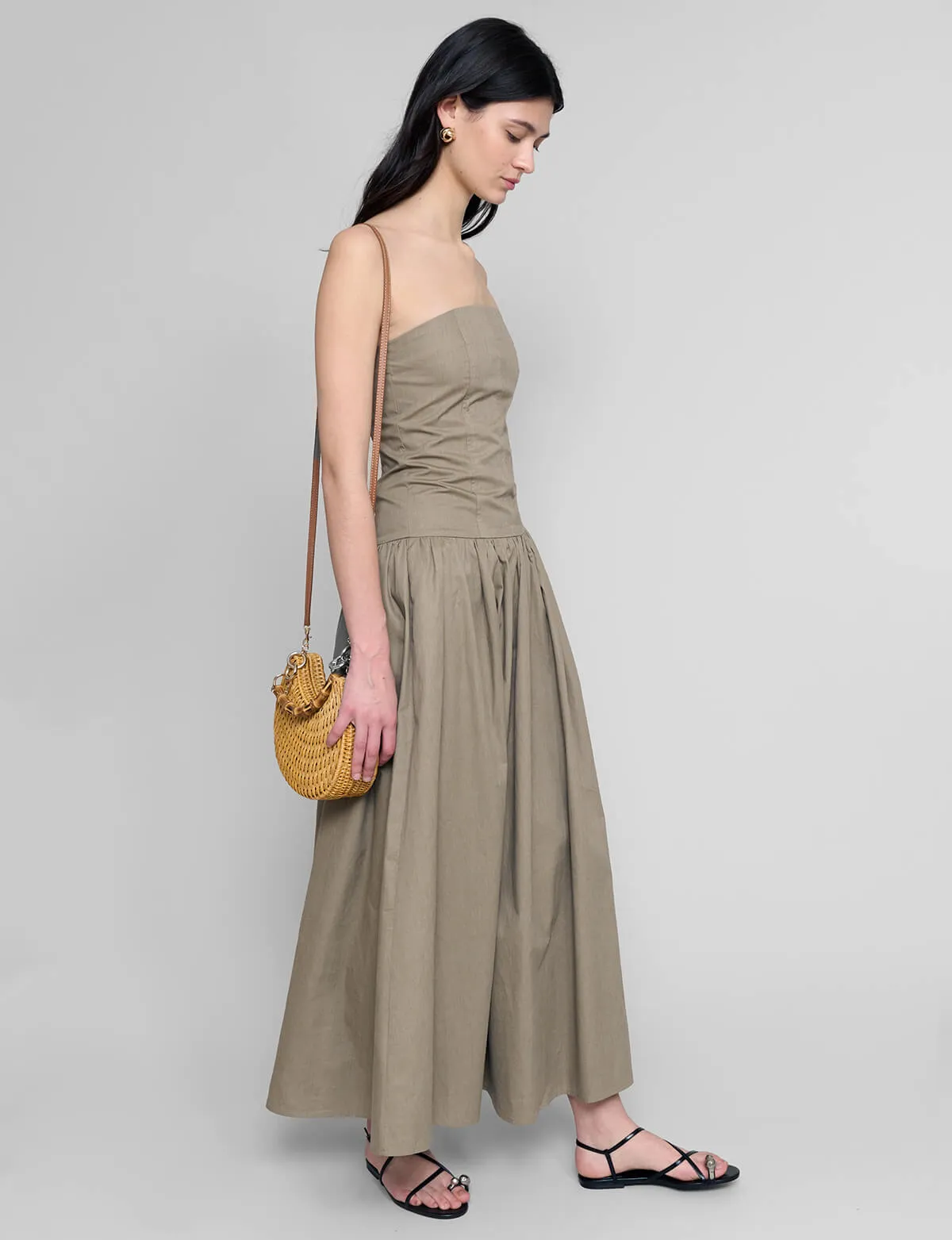 Khaki Strapless Dress-BESTSELLER