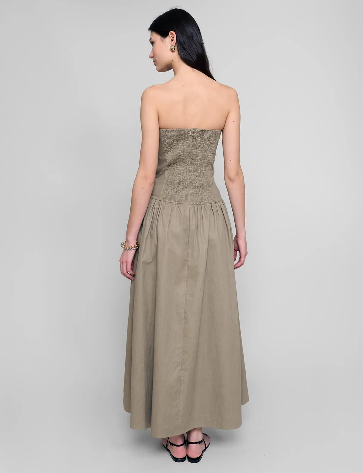 Khaki Strapless Dress-BESTSELLER