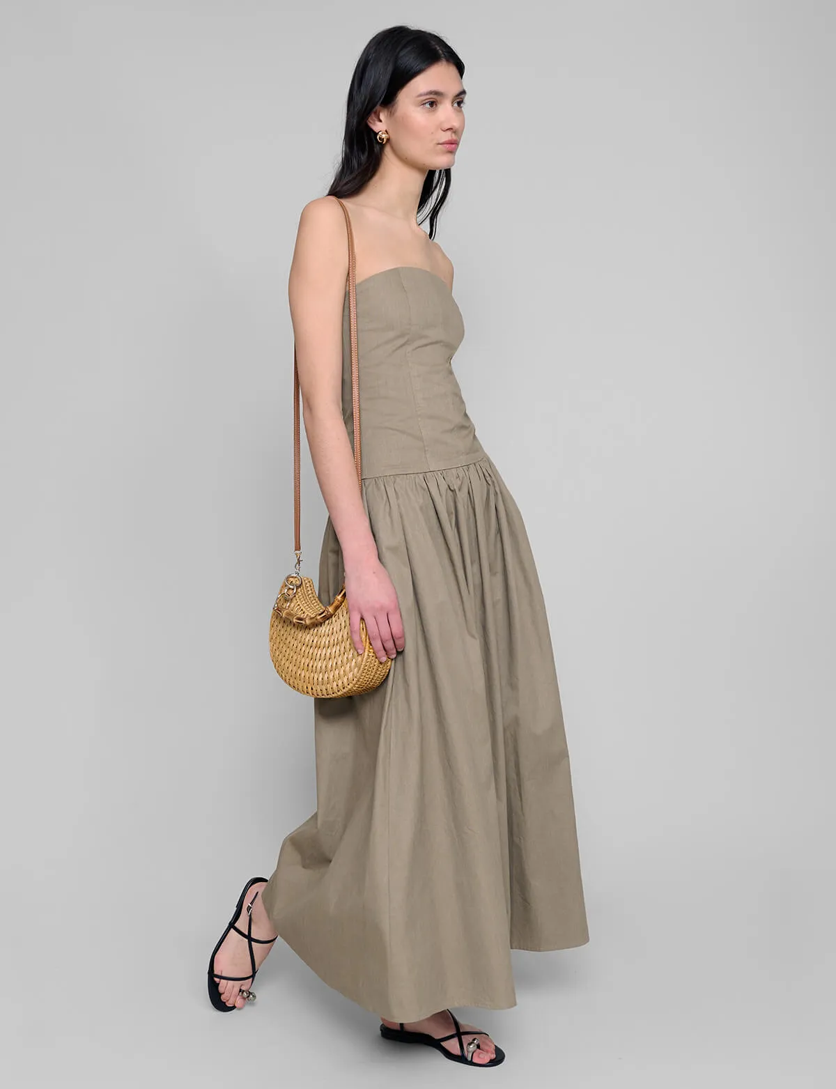 Khaki Strapless Dress-BESTSELLER