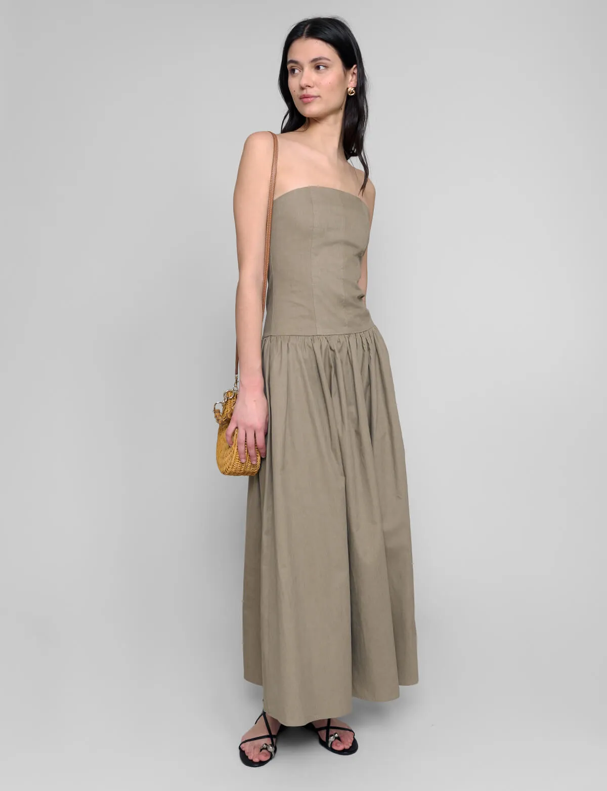 Khaki Strapless Dress-BESTSELLER